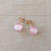 ARO DE ACERO DORADO OJO DE GATO ROSA 8 MM.