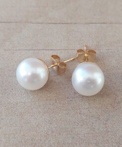 ARO DE ACERO DORADO PERLA PEGADA BLANCA 10 MM.
