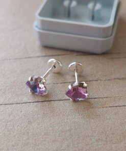 ABRIDOR PLATA CORAZON SÍMIL SWAROVSKI COLOR LILA