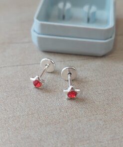 ABRIDOR PLATA ESTRELLA MINI CON STRASS ROJO