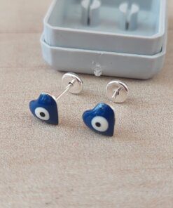 ABRIDOR PLATA ESMALTADO CORAZÓN CON OJITO TURCO AZUL