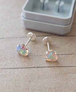 ABRIDOR PLATA CORAZON SÍMIL SWAROVSKI COLOR TORNASOL
