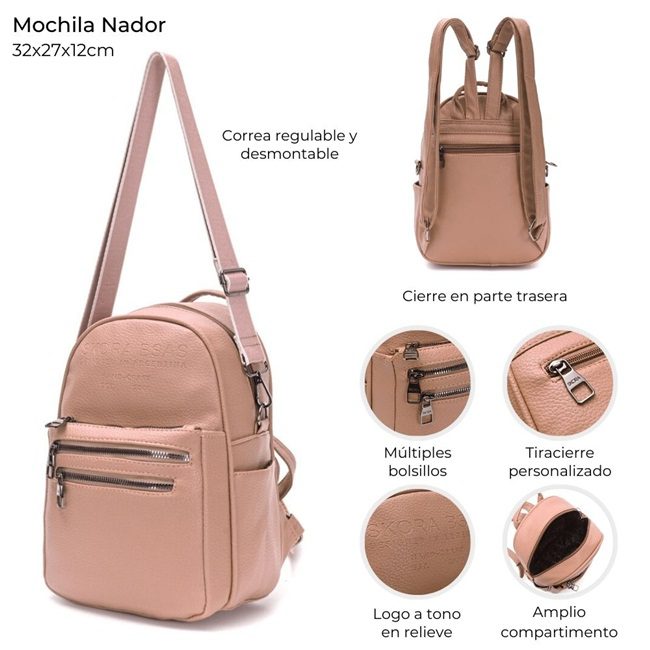 Mochila Nador doble correa 32x27x12cm x1u - Imagen 13