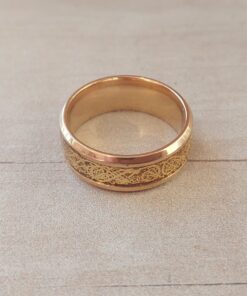 ANILLO DE ACERO DORADO DRAGÓN CELTA ENTRELAZADO