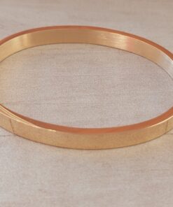 PULSERA DE ACERO DORADO ESCLAVA OVALADA CON BISAGRA 6 MM.