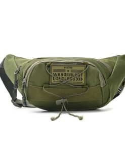 Riñonera Active Tactica Verde Militar con elastico en el frente 33x16cm x1u