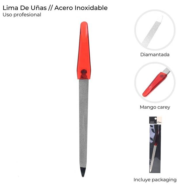 Lima de uñas de acero inoxidable mango carey x1u - Imagen 2