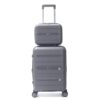 Set Valijas SKORA BS AS HARD PP Gris Claro 20 y Beauty Case ,doble rueda fija, expandible y cerradura de combinacion x1u