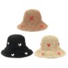 Sombrero capelina tejida con corazones simil crochet x1u