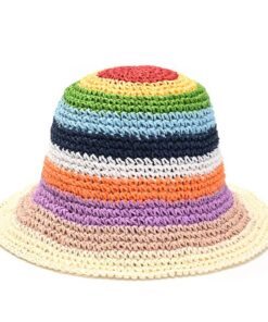 Sombrero capelina tejida multicolor simil crochet x1u