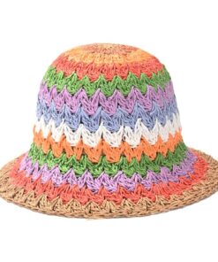 Sombrero capelina tejida multicolor simil crochet x1u