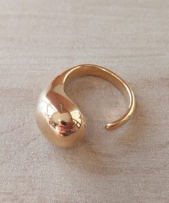 ANILLO DE ACERO DORADO TIPO CHUNKY GOTA ABIERTO