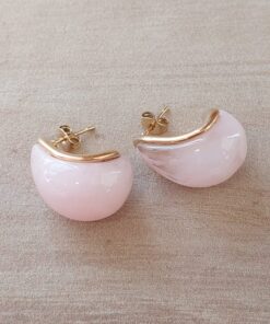ARO DE ACERO DORADO PASANTE GOTA SÍMIL PIEDRA ROSA 15 X 23 MM