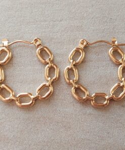 ARO DE ACERO DORADO ARGOLLA CHATA TRABAJADA ESLABÓN TIFFANY. DIÁMETRO 23 MM