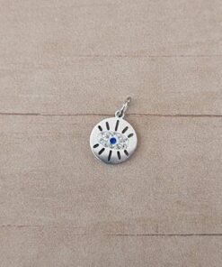 DIJE DE ACERO OJO TURCO 9 MM CON STRASS.