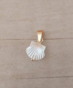 DIJE DE ACERO DORADO OSTRA PERLA 13 MM