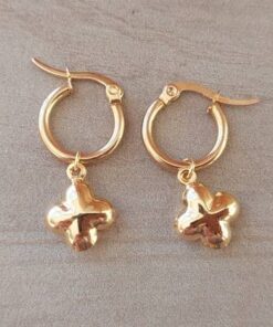 ARO DE ACERO DORADO ARGOLLA 15 MM CON DIJE VAN CLEEF