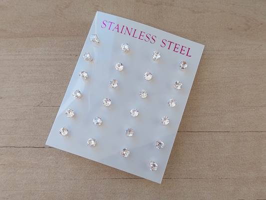 BLISTER DE AROS DE ACERO BLANCO CUBIK 4 MM BLANCO X 12 PARES