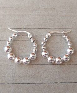 ARO DE ACERO BLANCO ARGOLLA 20 MM CON BOLITAS 2 MM Y 4 MM