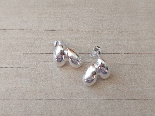 ARO DE ACERO BLANCO FORMA DOBLE GOTA. TAMAÑO 14 MM