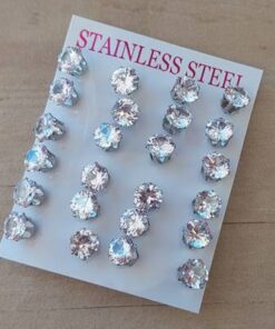 BLISTER DE AROS DE ACERO CUBIK BLANCO ENGARZADO 7 MM X 12 PARES.