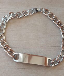 PULSERA DE ACERO GRUMET 2.0 CON CHAPA PARA GRABAR DE 10 X 30 MM. LARGO 22 CM.