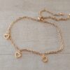 PULSERA AJUSTABLE DE ACERO DORADO ESPEJITO CON TRES CORAZONES