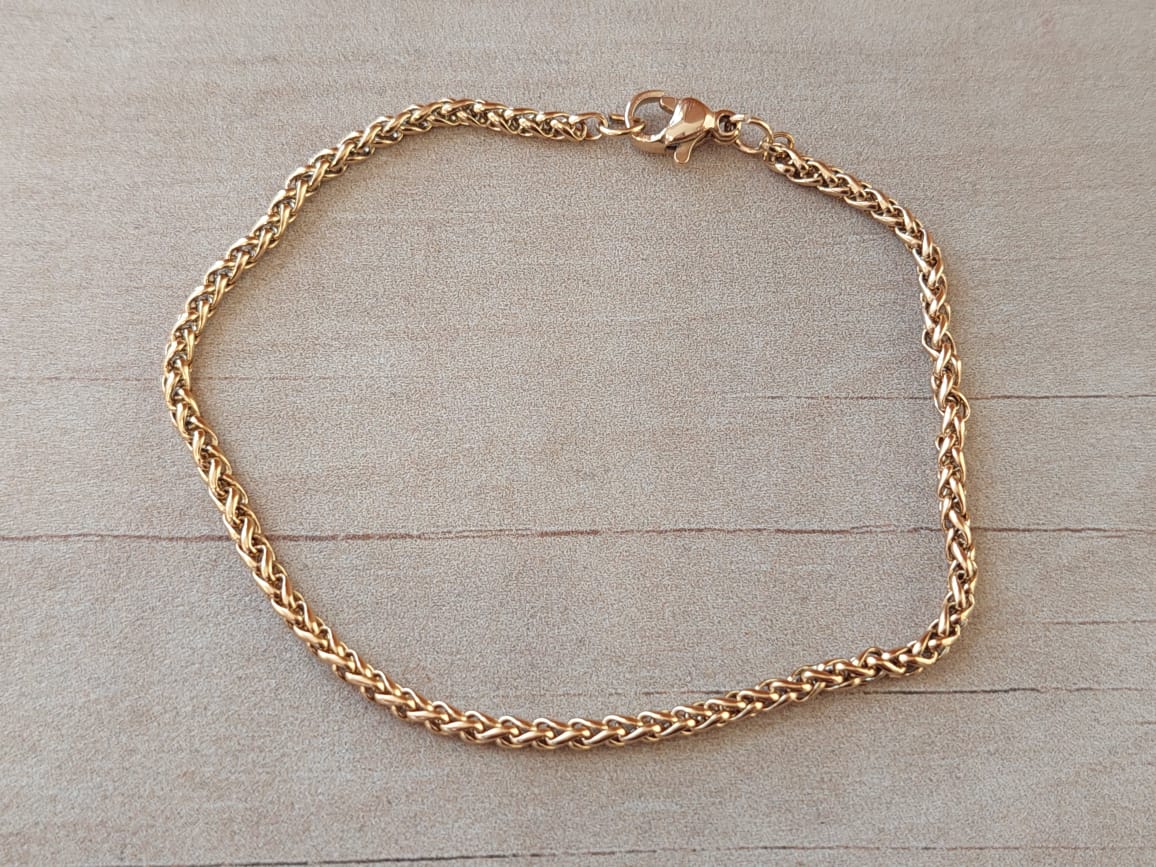 PULSERA DE ACERO DORADO ESPIGA 2.4. LARGO 20 CM