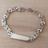 PULSERA DE ACERO ESLABÓN CONECTOR C/OVAL CALADO CON CHAPA APTA PARA GRABAR DE 10 X 35 MM. LARGO 22,5 CM