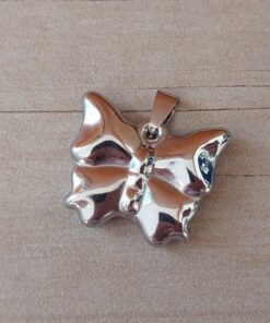 DIJE DE ACERO MARIPOSA BOMBÉ 30 X 25 MM