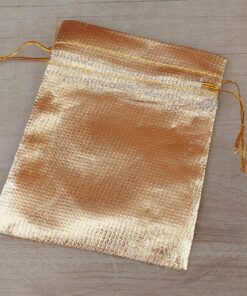 BOLSA DE TELA DORADA X 100 UNIDADES. MEDIDAS 10 X 12 CM