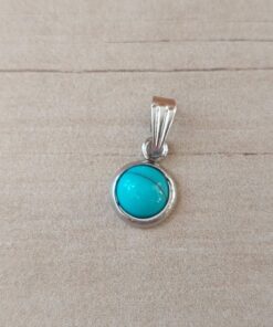 DIJE DE ACERO PASTILLA TURQUESA 9 MM.