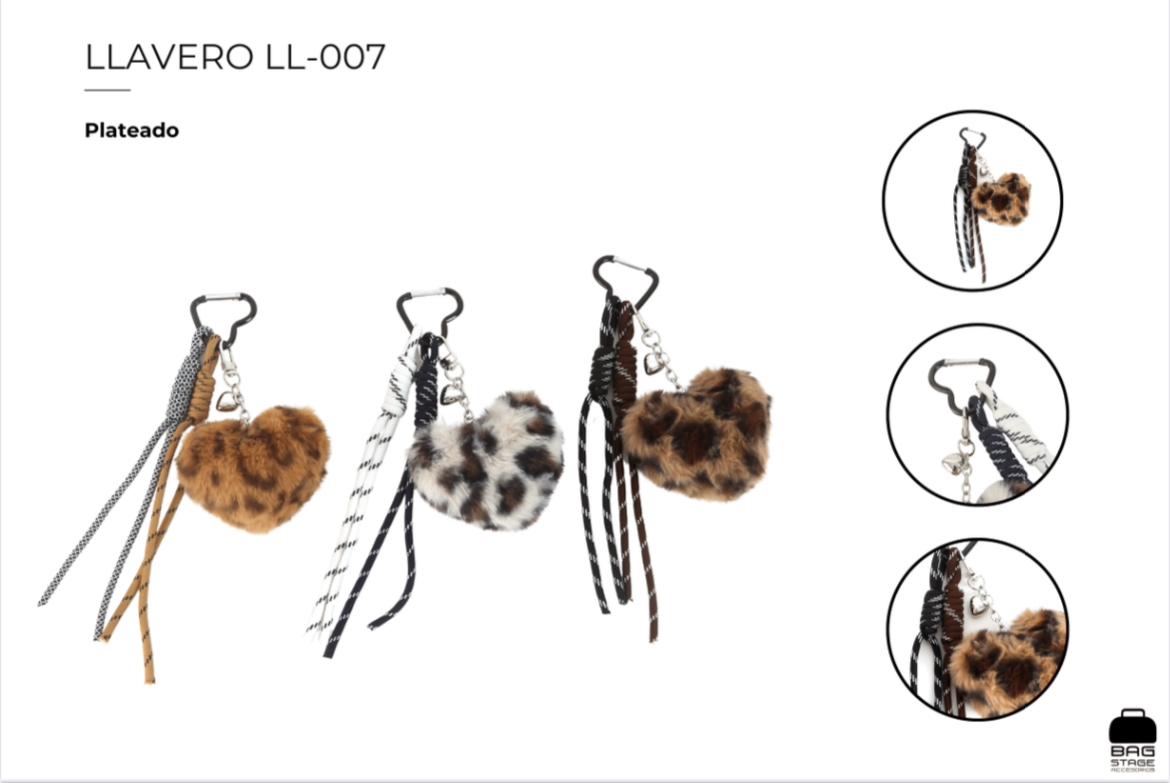 LLAVERO CORAZÓN ANIMAL PRINT Pack x 6 unidades surtidas en color - Imagen 2