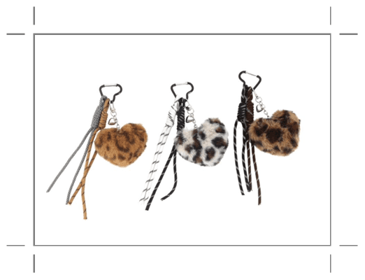 LLAVERO CORAZÓN ANIMAL PRINT Pack x 6 unidades surtidas en color
