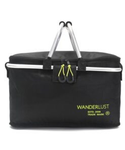 Canasto WANDERLUST 43x23x23 cm con doble asa y estructura de aluminio forreria isotermica x1u