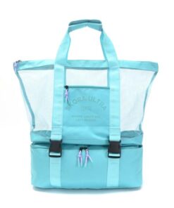 Bolso Playero Mesh 41x16x50 cm con lunchera desmontable. Acceso con cierre, x1u