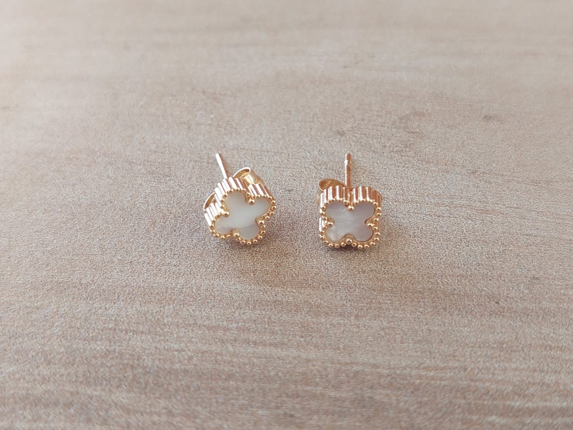 ARO DE ACERO DORADO VAN CLEEF 7 MM COLOR BLANCO