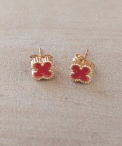 ARO DE ACERO DORADO VAN CLEEF 7 MM COLOR ROJO