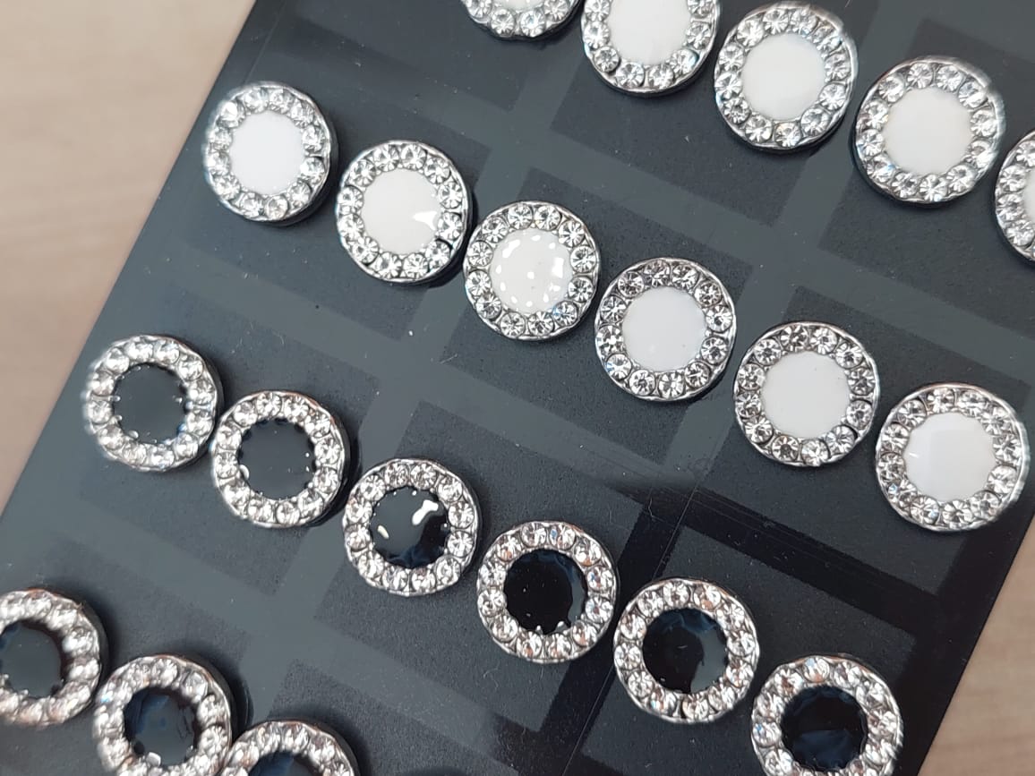 BLISTER DE AROS DE ACERO CIRCULO 9 MM ESMALTADO Y CON STRASS X 12 PARES. - Imagen 2