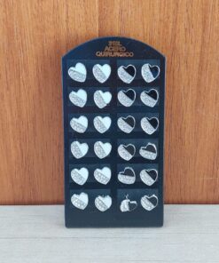 BLISTER DE AROS DE ACERO CORAZÓN ESMALTADO Y CON STRASS X 12 PARES.