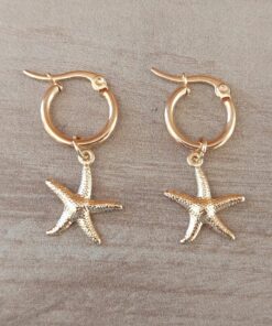 ARO DE ACERO DORADO ARGOLLA 15 MM CON DIJE ESTRELLA DE MAR