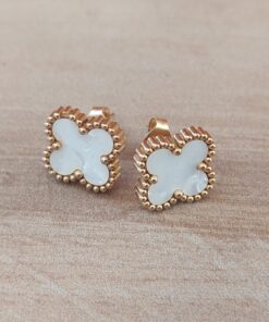ARO DE ACERO DORADO VAN CLEEF 14 MM COLOR BLANCO