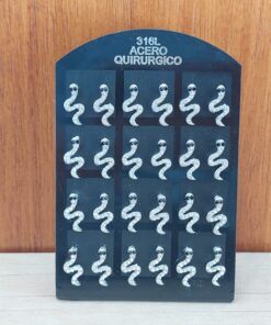 BLISTER DE AROS DE ACERO VÍBORA CON STRASS X 12 PARES.