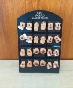 BLISTER DE AROS DE ACERO CAPIBARAS SURTIDOS X 12 PARES