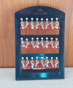 BLISTER DE AROS DE ACERO BOLITA CON CEREZAS COLGANTE X 12 PARES