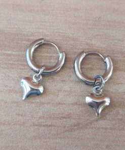 ARO DE ACERO ARGOLLA 2 MM BISAGRA CON DIJE CORAZÓN COLGANTE. DIÁMETRO 10 MM