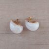 ARO DE ACERO DORADO PASANTE GOTA SÍMIL PIEDRA BLANCA 15 X 23 MM