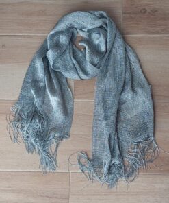 PASHMINA RED PLATEADA CON FLECOS 45 X 180 CM.