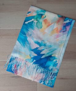 PASHMINA ESTAMPADA CON FLECOS 70 X 180 CM.