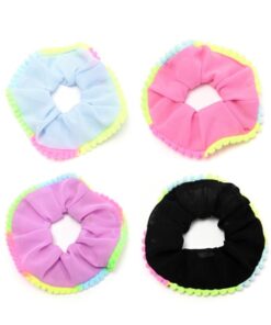 Scuncie tela con pompones x 12 unidades